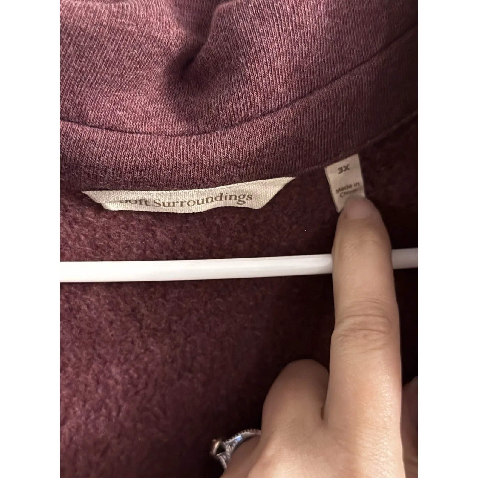 Soft Surroundings Quarter Zip Burgundy Tunic‎ Pullover Sweatshirt Size 3X - Image 5
