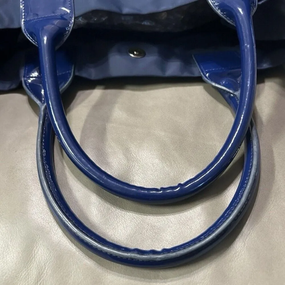 Tory Burch Large Navy Blue Ella Tote Bag nylon patent - Image 10