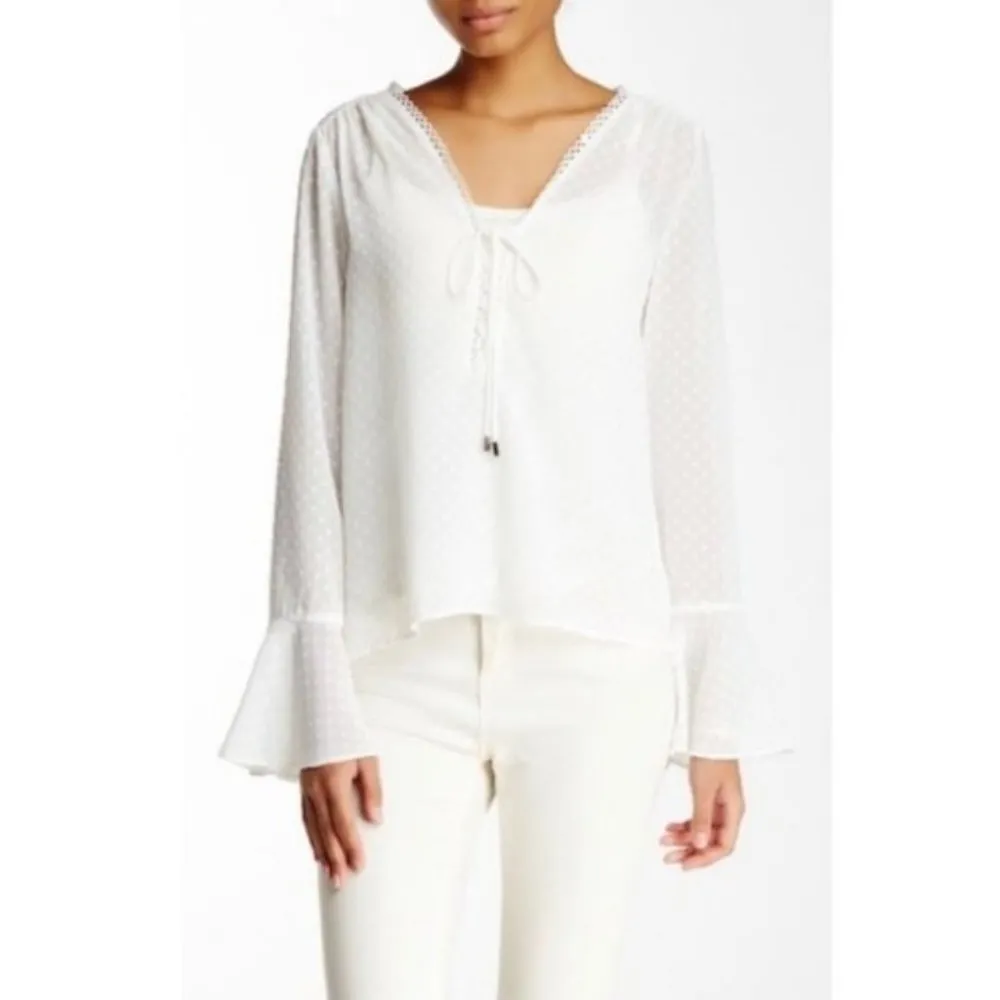 Lucy Paris Blouse S NWT Swiss Polka Dot Sheer Pink - Image 3