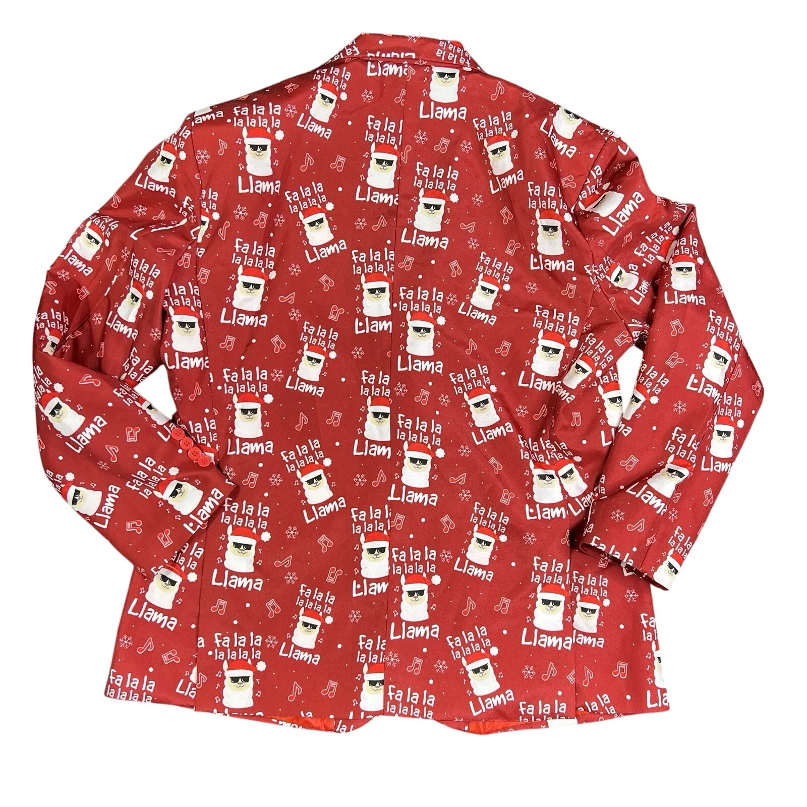 Suitmeister Christmas Blazer Men's XL Red Fa La‎ La Llama Ugly Xmas Party Jacket - Image 2
