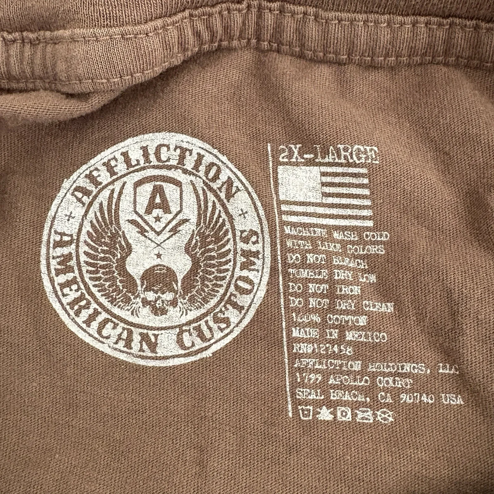 Affliction Women's AC Shaman Fringe‎ Muscle Tee Brown Sz 2XL Bedazzled Y2K Style - Image 7