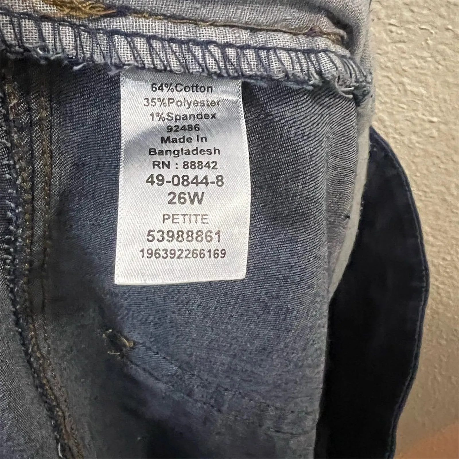 Woman Within 26W Petite Blue Straight Leg Pull On Stretch Denim Jeans Dark Wash - Image 9