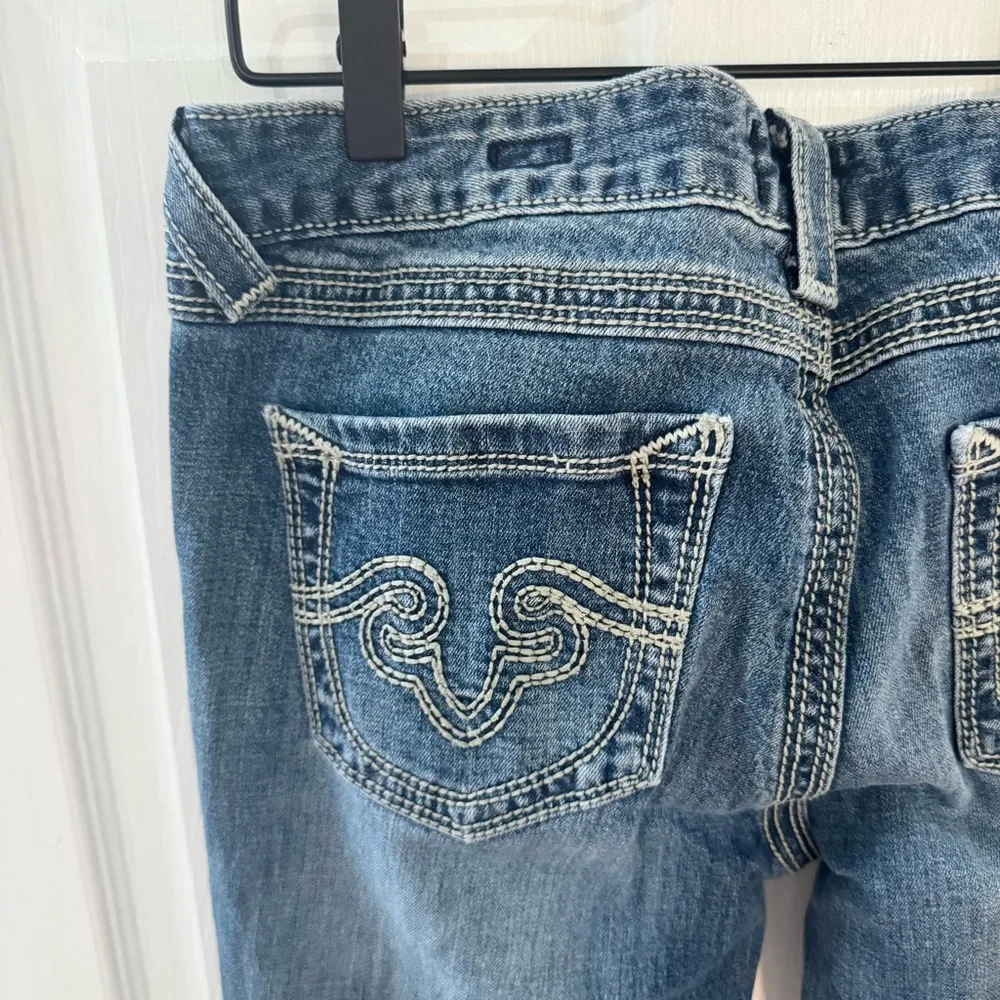 REROCK for EXPRESS Vintage Blue Boot cut Jeans Sz 10 - Image 9
