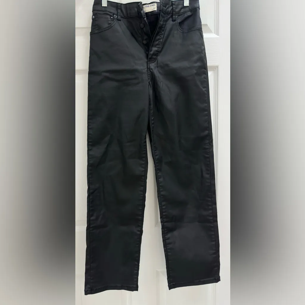 We The Free Pacifica High Rise Straight Leg Black Faux Leather Pants Zs 28  New! - Image 4