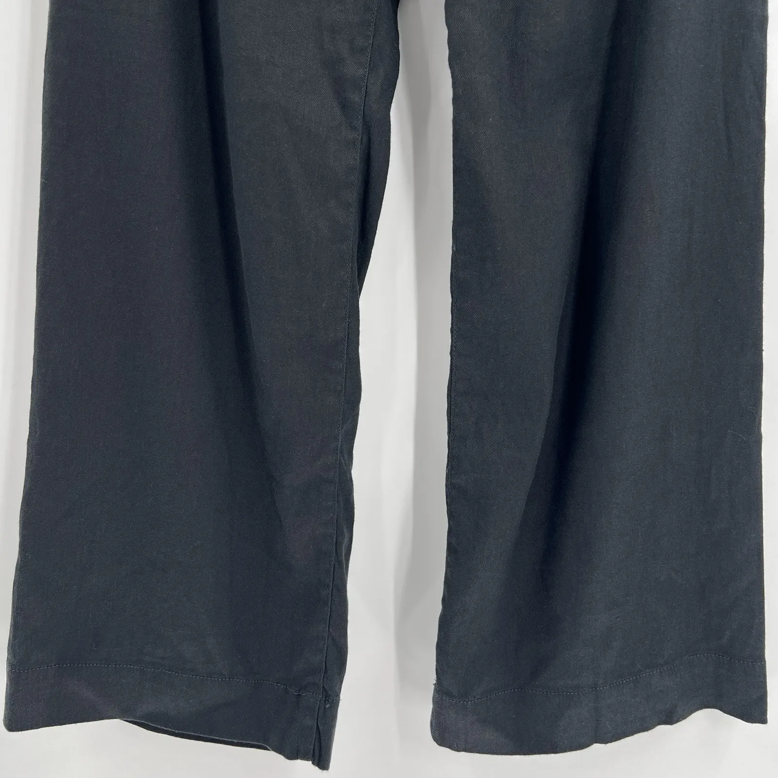 Anthropologie Maeve Colette Cropped Wide Leg Pants Linen Blend Black Size 25 - Image 5
