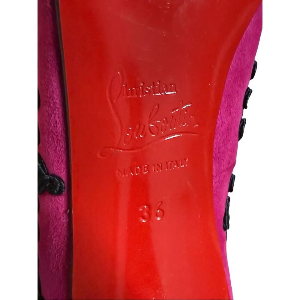 Christian Louboutin Very Brode 120 Suede Heels Sz EU 36 / US 6 Magenta (Fuchsia) - Image 8