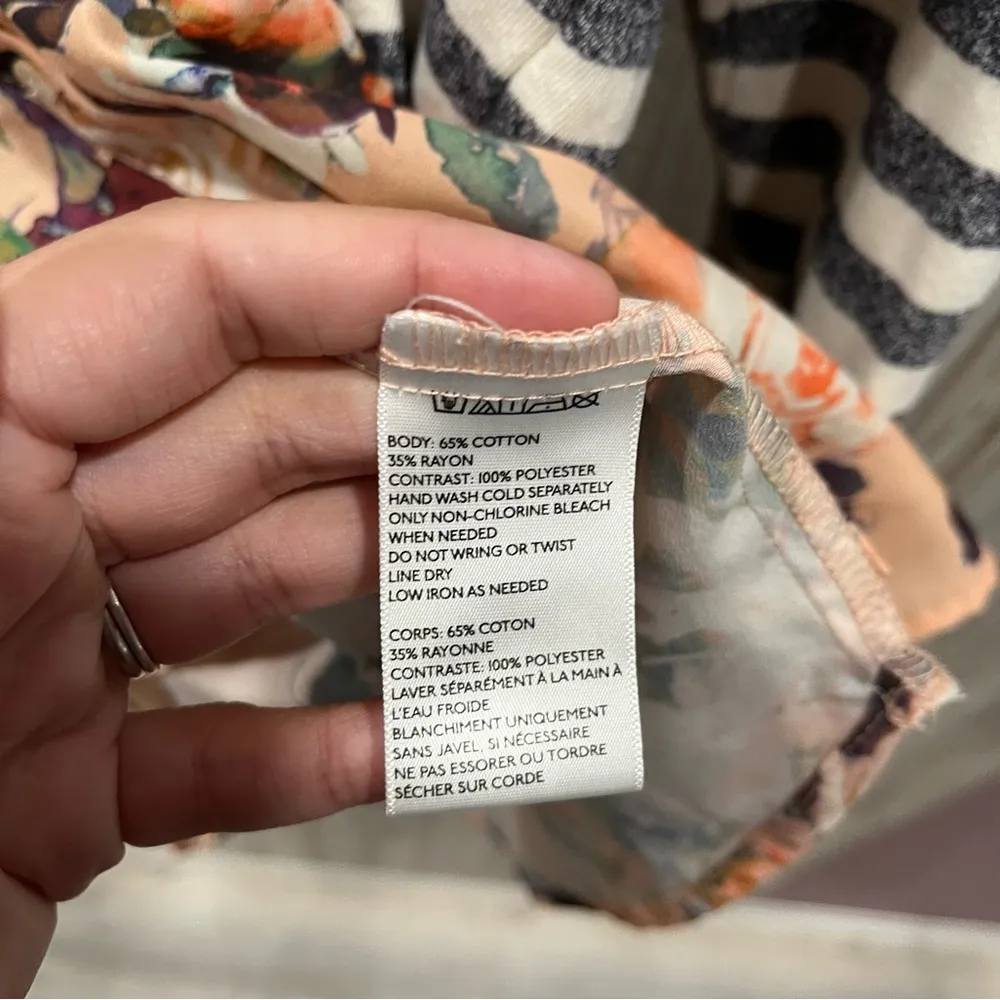 Postmark Anthropologie Ginny Layered Top Small Striped Floral Mix Print Shirt - Image 5