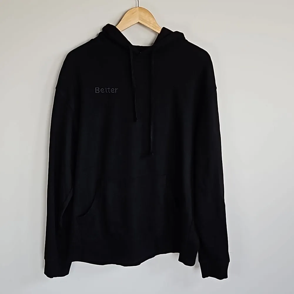 Kotn Size Large unisex hoodie in black with "Better" embroidery - Image 2