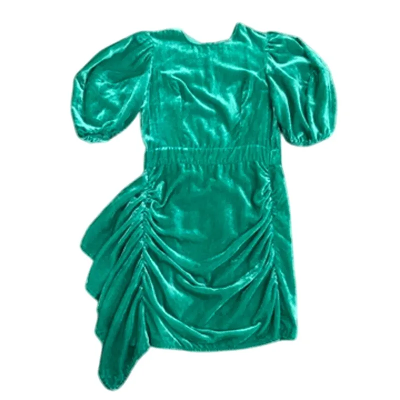 RHODE Mini Velvet Pia Dress in Green, Size US 0 Green - Image 4