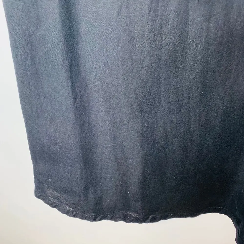 Filippo Spaghetti Strap Rosette Lace Bodice Sheath Dress Linen? Large Black - Image 9