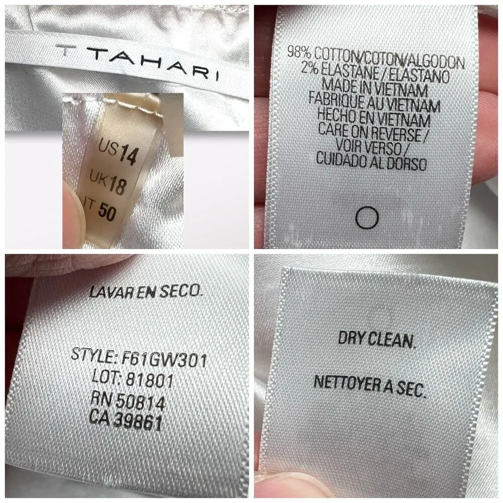 T Tahari Yellow Blue Mini Skirt Cotton Blend Size 14 - Image 3