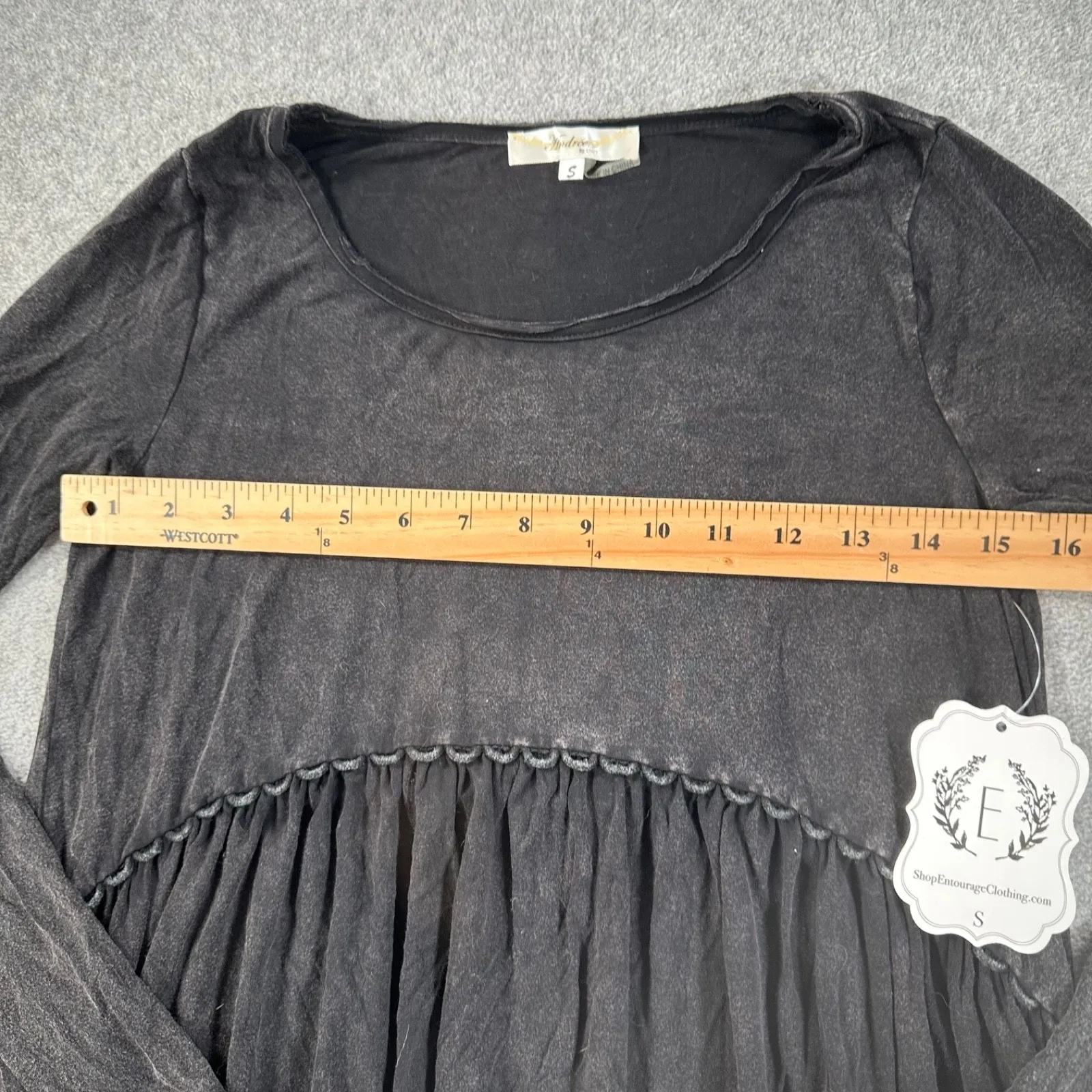 Andree by Unit Black Scallop Babydoll Mini Dress Women's Small Long Sleeve New - Image 6