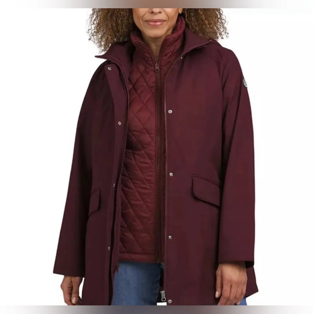 Lands’ End Women’s 3 in 1 Hooded Burgundy Jacket Coat w Puffer Vest NWT - Image 7