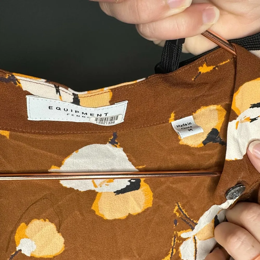 Equipment Tortoise Shell Brown Flower Print Lorainna Silk Mini Dress size Medium - Image 7