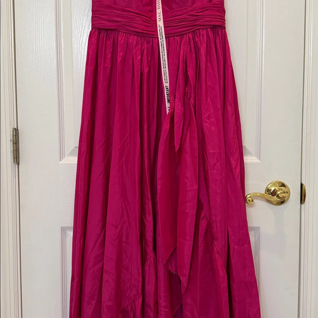 NWT Mac Duggal 67835 Pink Taffeta High Low Ruffle Gown Size 8 - Image 7