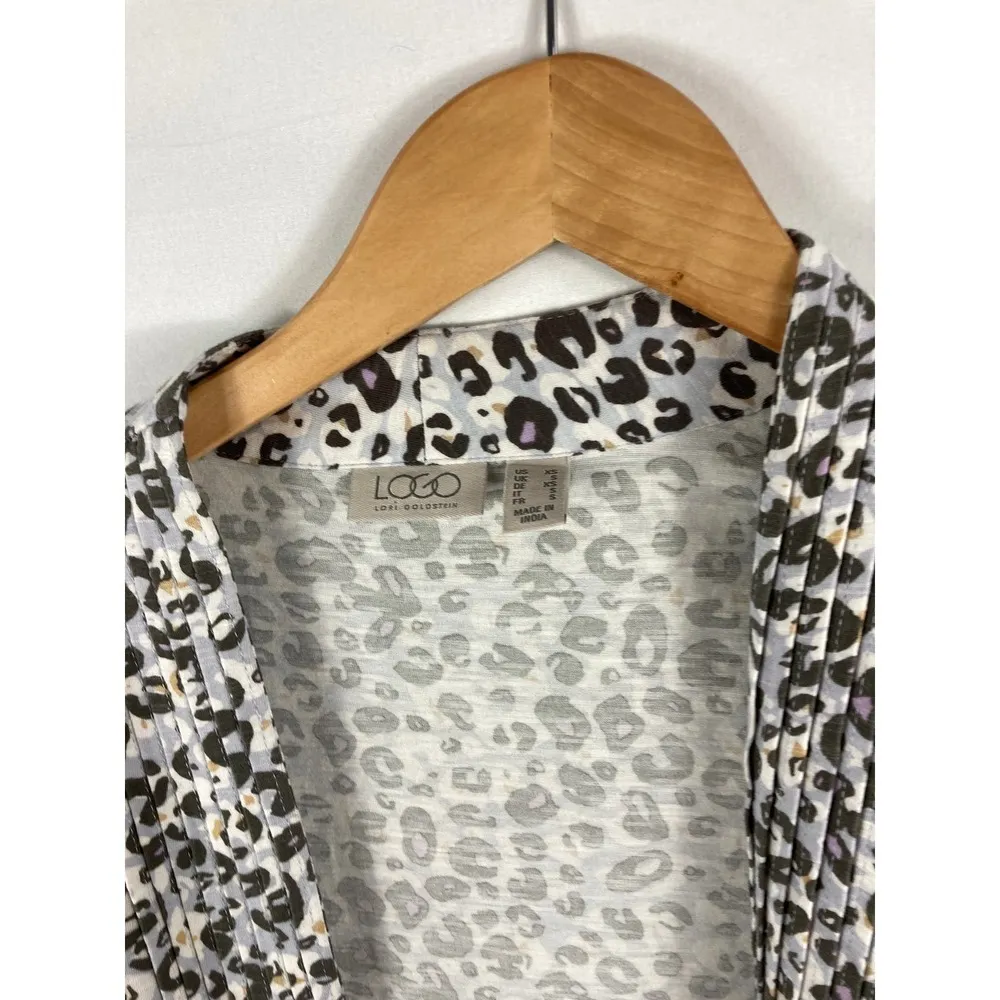 LOGO Lori Goldstein Animal Print Cardigan Size XS - Image 3