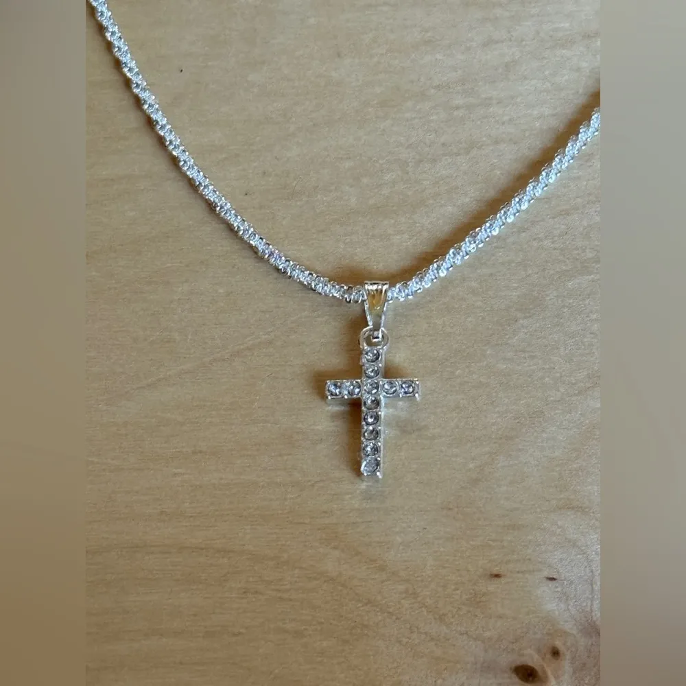Silver Cross Pendant Necklace - Image 2