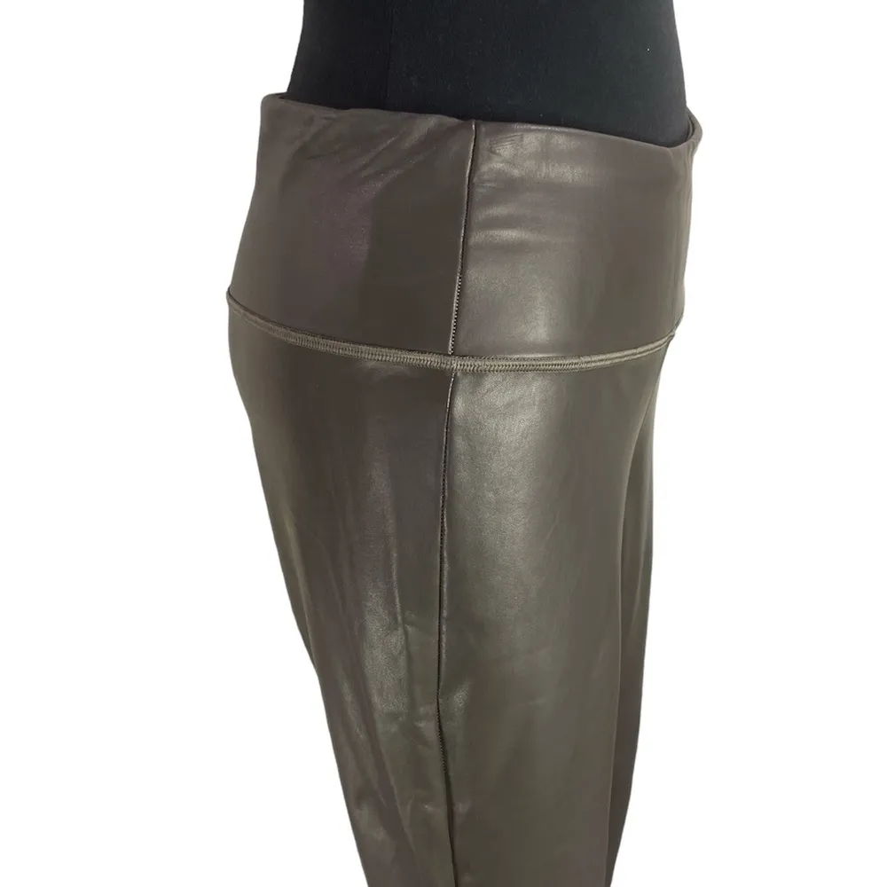 Matte metallic all that gleams faux vegan leather high waisted wide band legging - Image 4