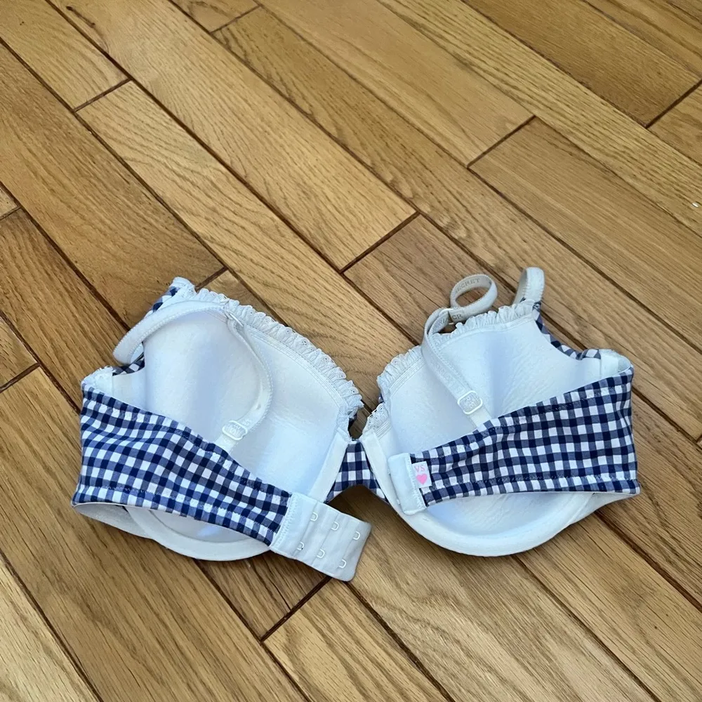 VS - White & Blue Gingham - Cotton Lined Demi Bra - Image 4