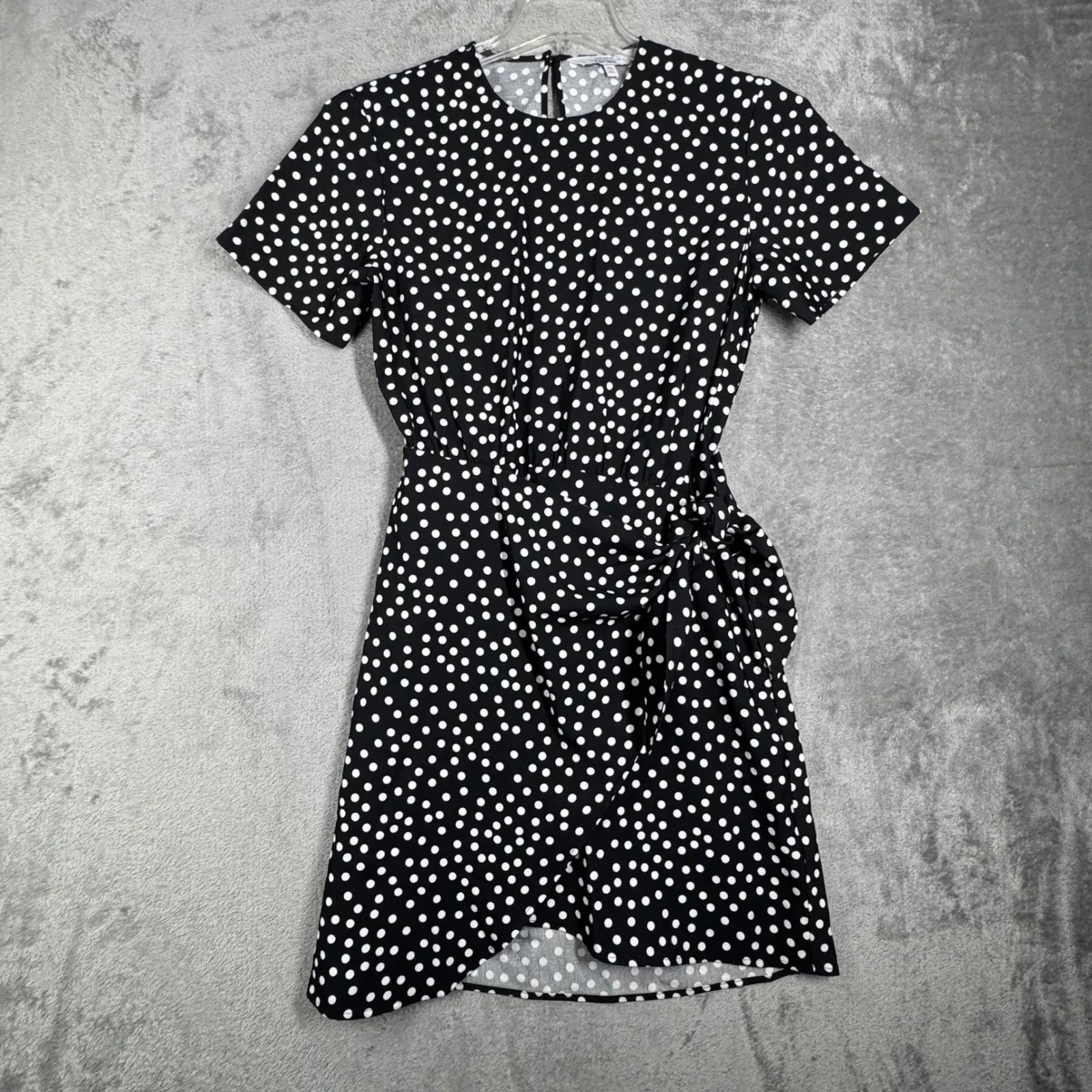 & Other Stories‎ Paris Atelier Dress Black White Polka Dot Wrap Tie Waist Size 4 - Image 2