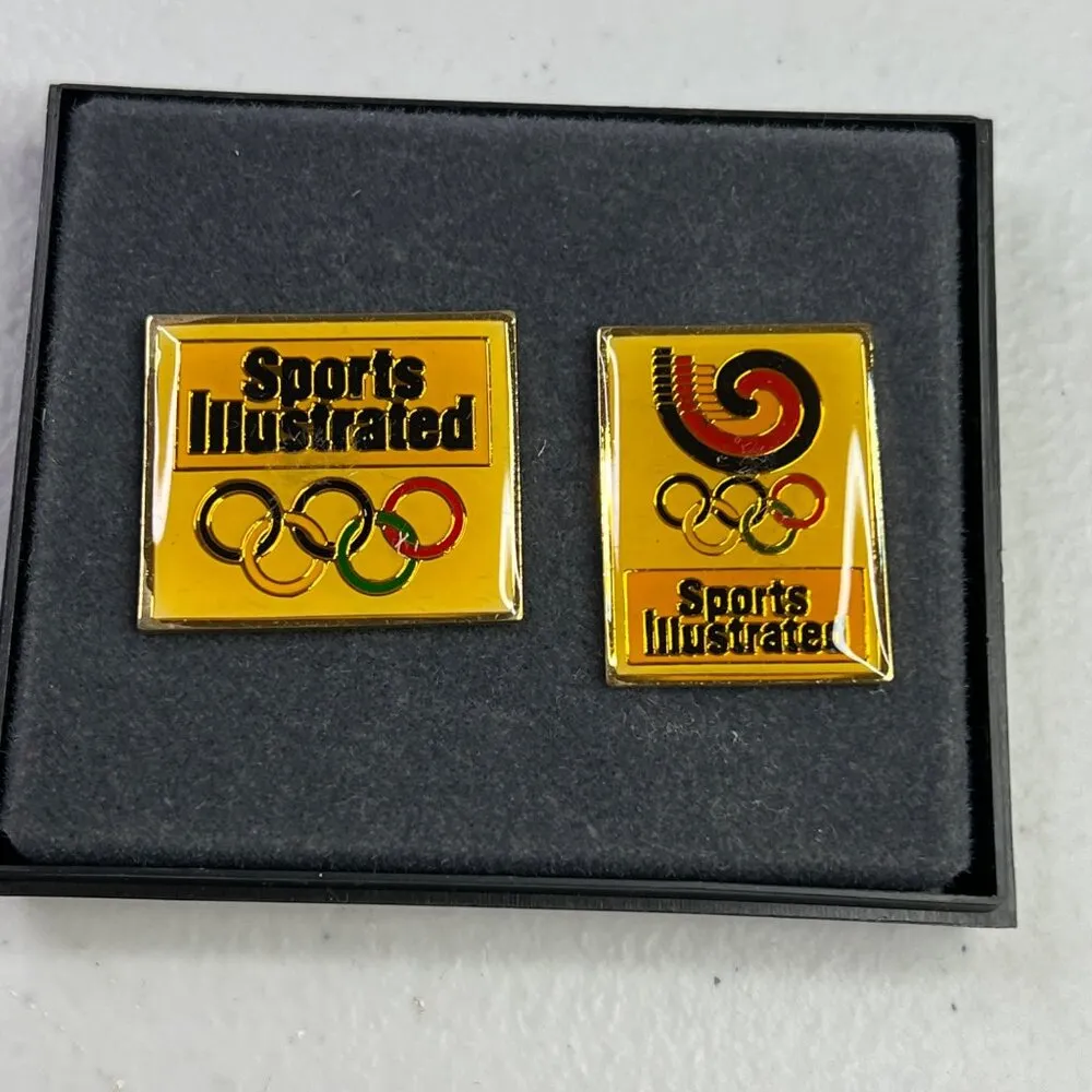 Vintage Sports Illustrated 1988 Seoul Olympics Enamel Pin Set Yellow - Image 3