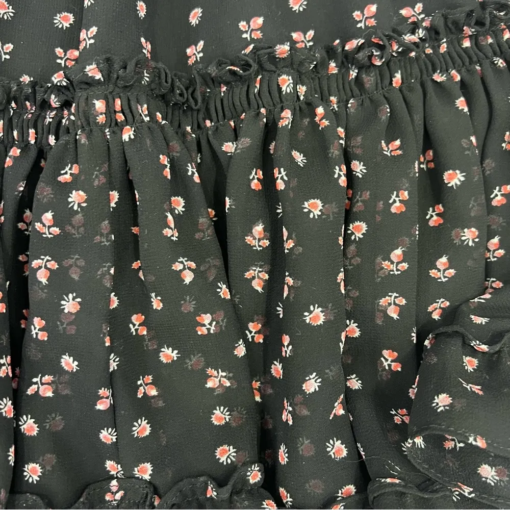 MISA Los Angeles tiered Willa Skirt Dainty Rosette Floral Black - Image 5