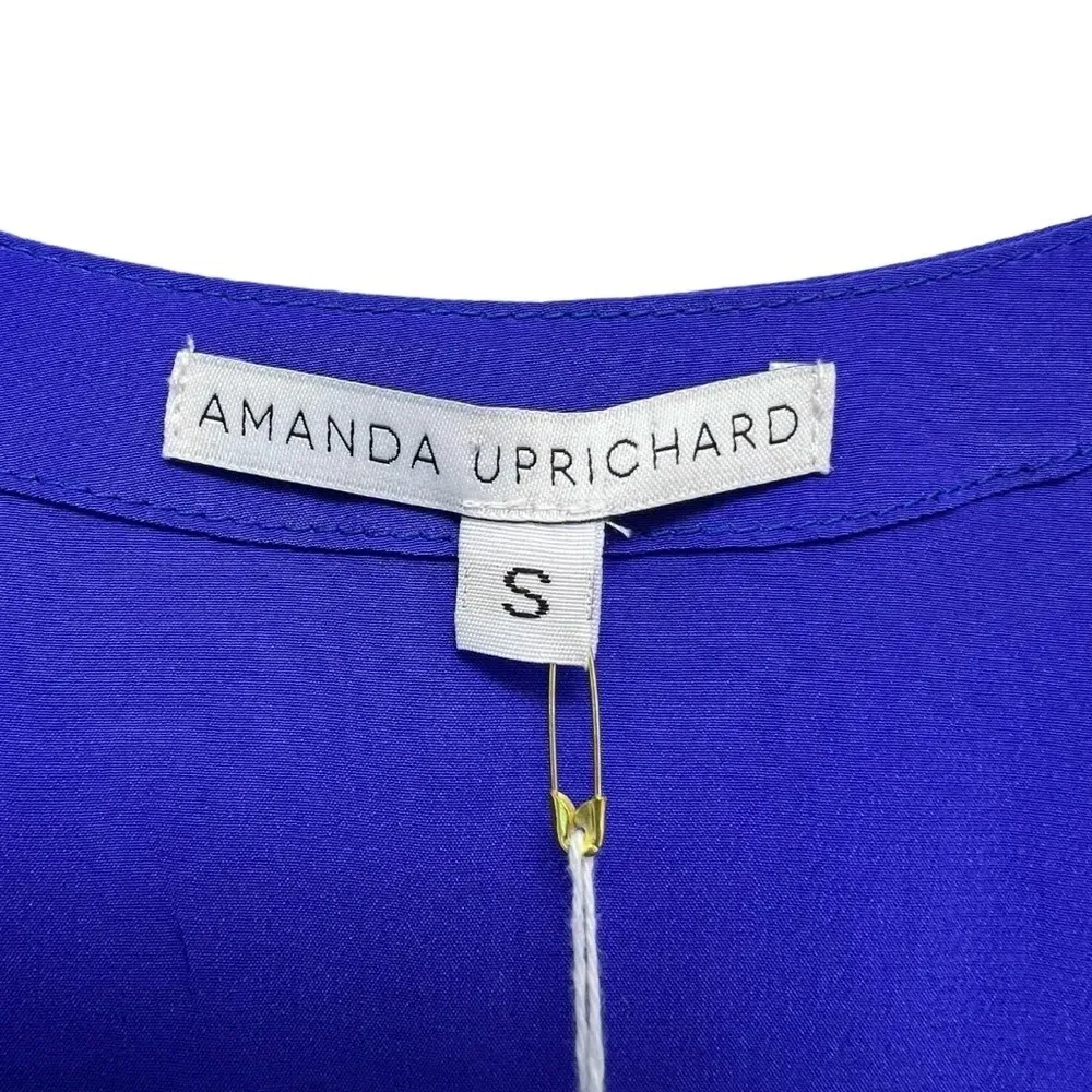 Amanda Uprichard Silk Shift Dress Navy Blue Mini V-neck Casual Dress Mini Size S - Image 5