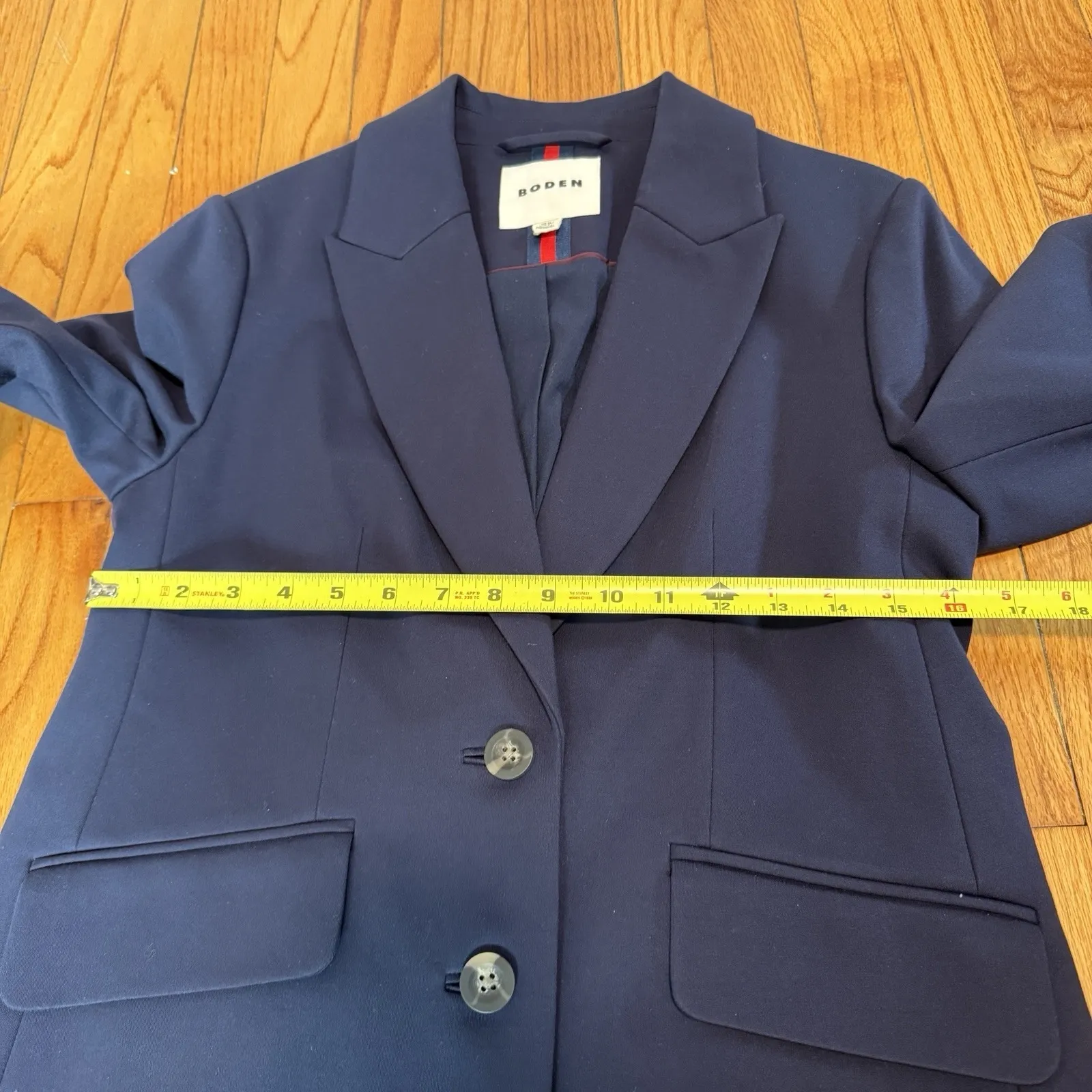 Boden Navy Blue Marylebone Ponte 2 Button Blazer Size 8P - Image 10