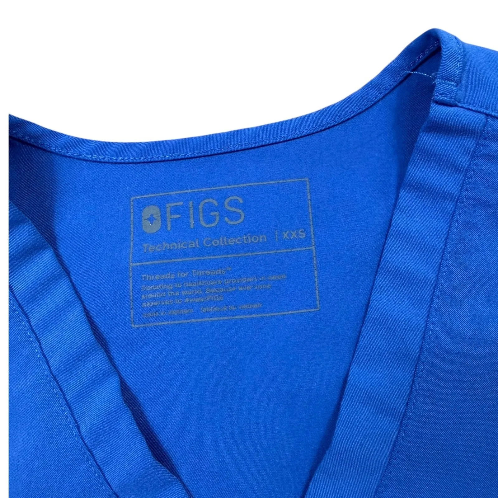 FIGS Casma Three Pocket Scrub Top XXS Denim Blue Teal Technical - Image 4