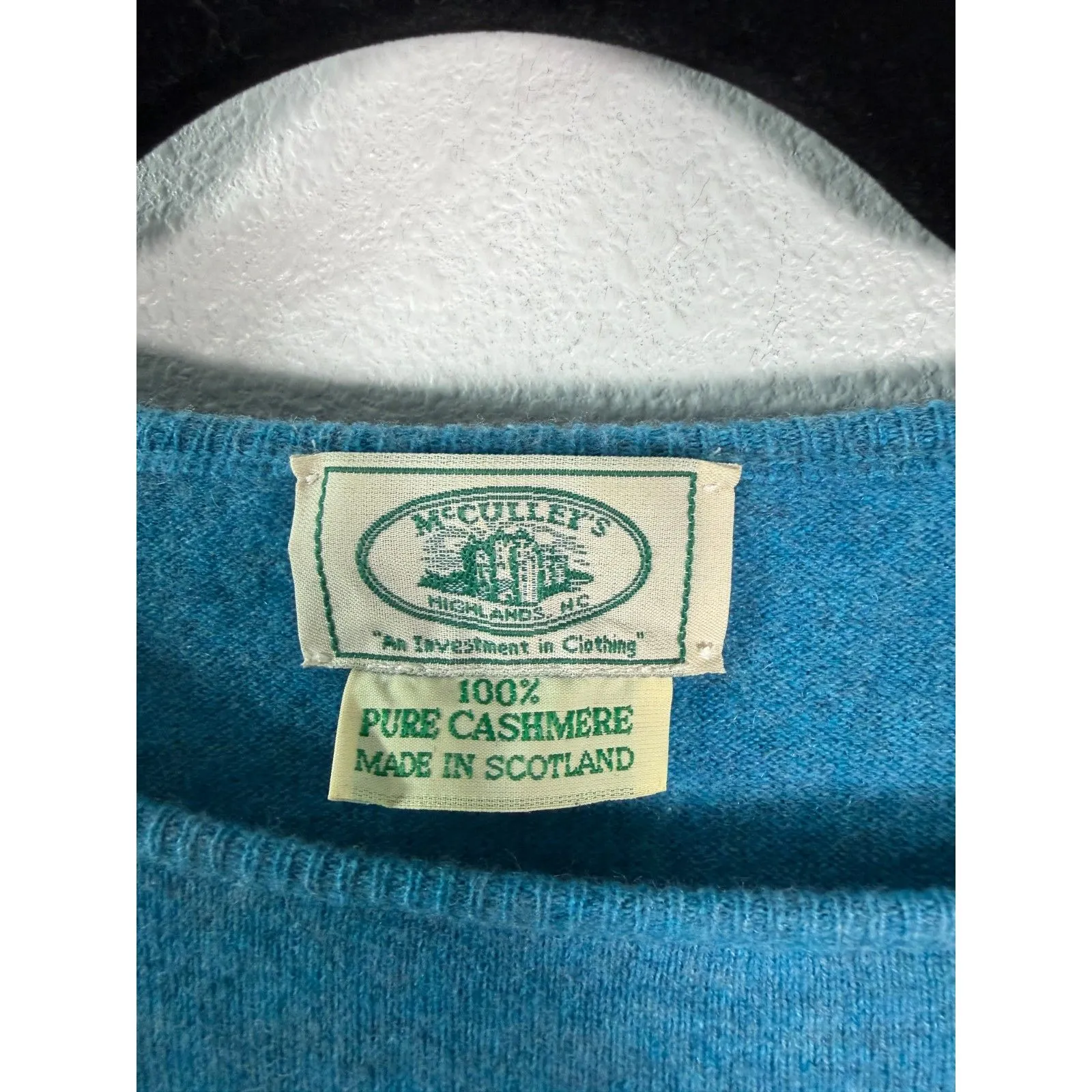 McCulley's Scotland Cashmere Teal Blue Round Neck Sweater Women's Size XS - Image 2