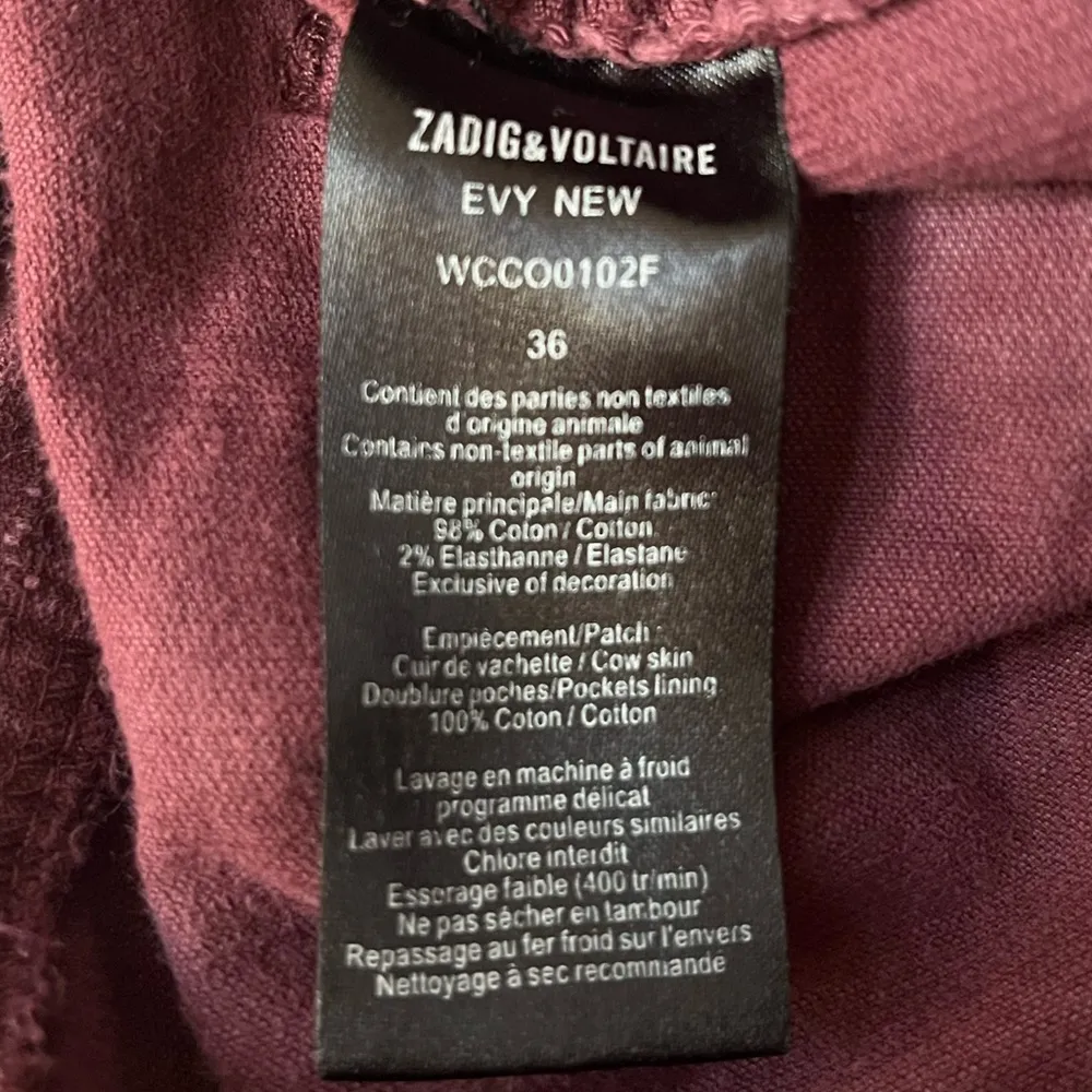 Zadig & Voltaire Corduroy Straight Leg Pants Burgundy Size Small UK 36 - Image 6