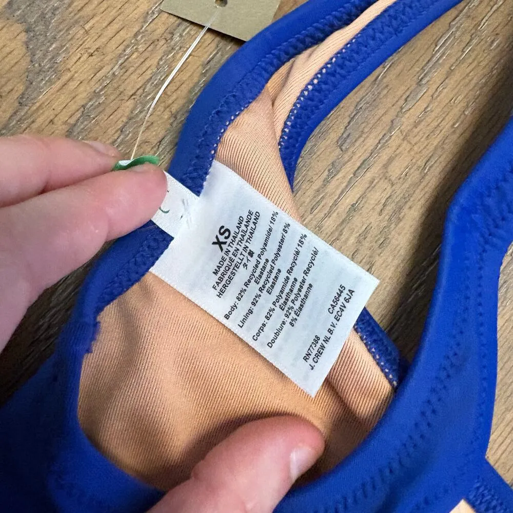 J. Crew Dark Blue Heritage Scoopneck Bikini Top 90s XS Swimsuit Resortwear Beach - Image 7