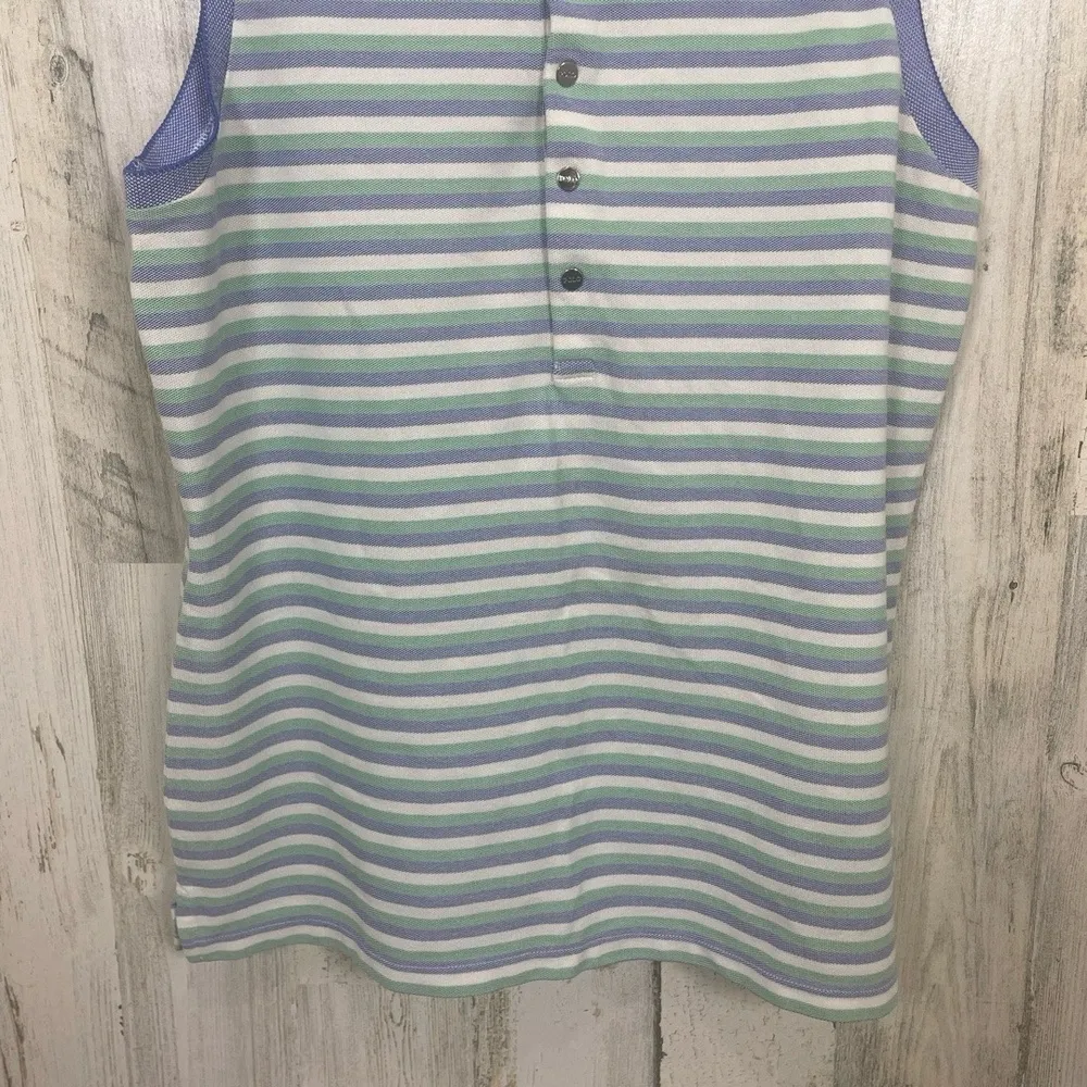 POLO GOLF RALPH LAUREN Sleeveless Polo Shirt size Medium‎ Striped Tailored Fit - Image 3