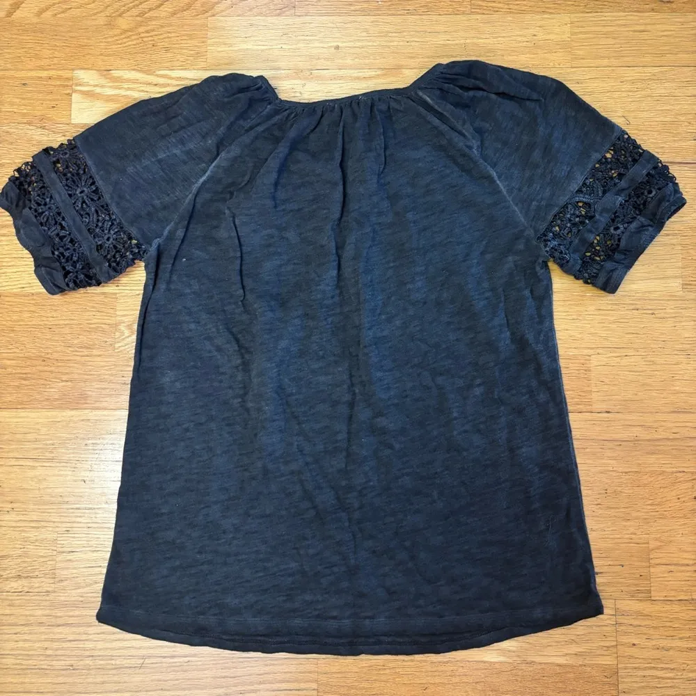 NEW Earthbound Floral Lace Sleeve Boho Coastal Grandma Hippie Blouse S - Image 3