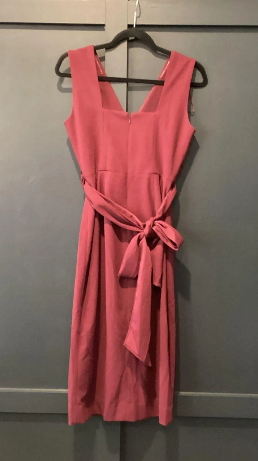 Dress the Population Alessia Tie Waist Crepe fitted cocktail Dress dark magenta - Image 5