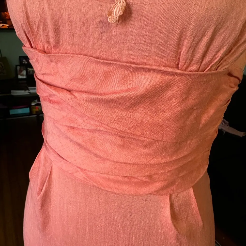 Jane Hodges Salmon Color Vintage Dress Orange - Image 3