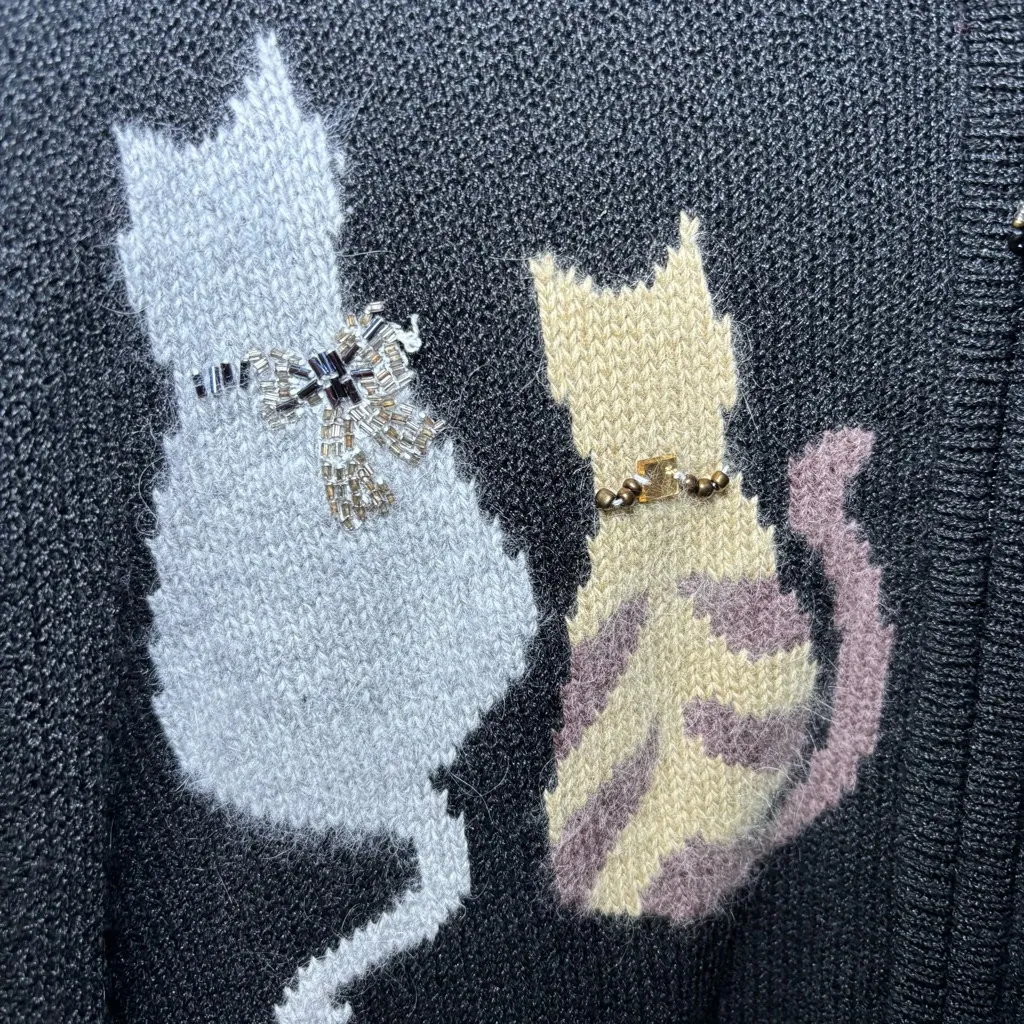 Coldwater Creek Cat Sweater Womens 2X Wool Angora Rabbit Hair Beaded Sequin - Image 14