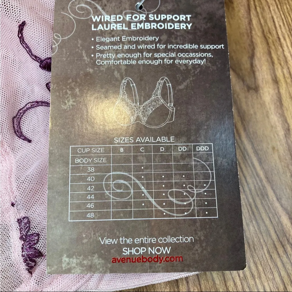 Avenue NWT  Sheer Embroidered Underwire Bra - Size 48DDD 48F - Image 10