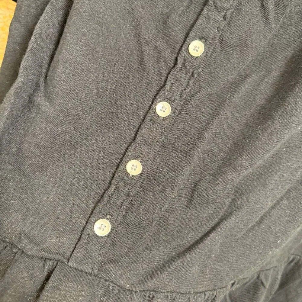 Abercrombie & Fitch Black Low Shoulder Bell Sleeve Button Down Top Small - Image 3