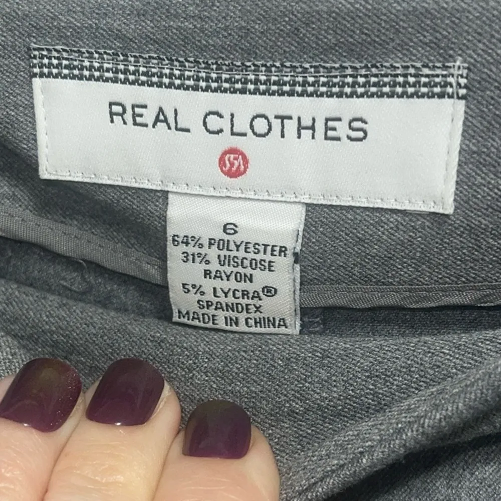 REAL CLOTHES BY SAKS FIFTH AVENUE Gray Dress Flat  SlimmingFront Womens Pant Sz6 - Image 4