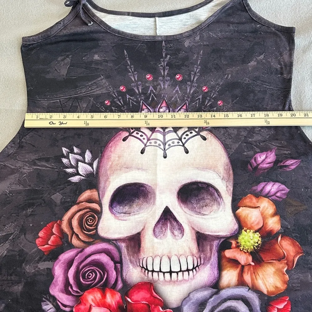 Skull and Floral Graphic Dress Size 2X - Image 3