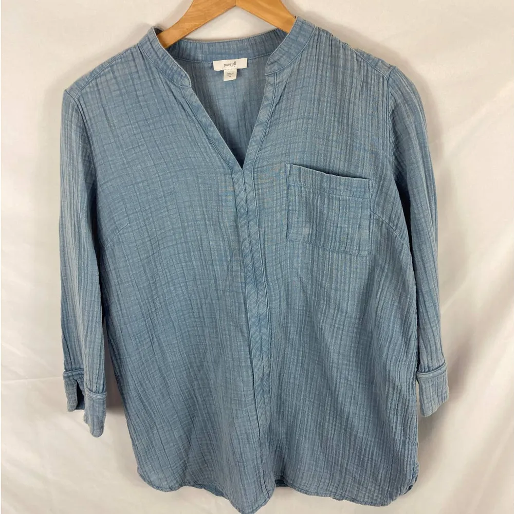 J Jill Pure Jill Textured 3/4 Sleeve Blouse Size XS - Image 3