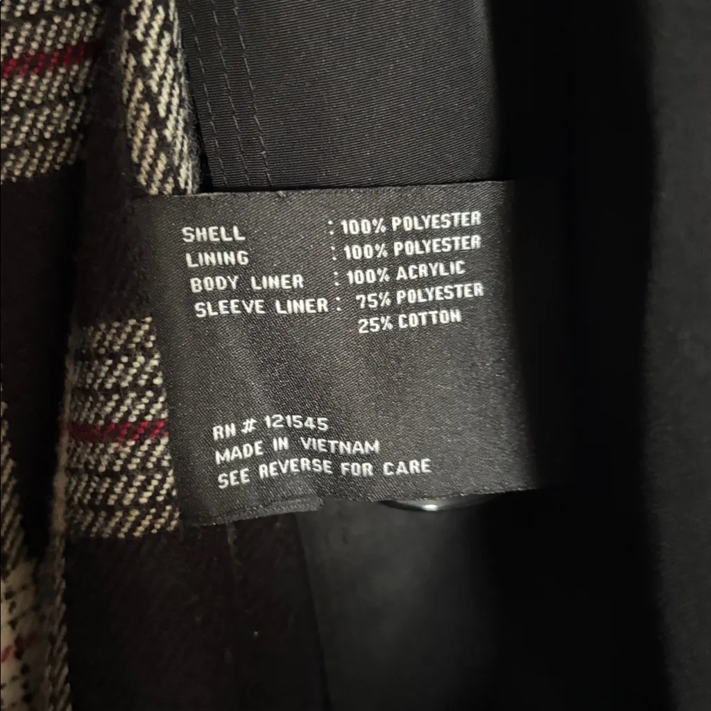 London Fog Black Coat with removable Plaid lining size 8 - Image 4