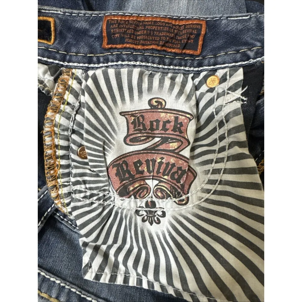 Rock Revival Vivian Easy Boot Rhinestone Mid Rise Curvy Boot Denim Jeans SIZE 26 - Image 11