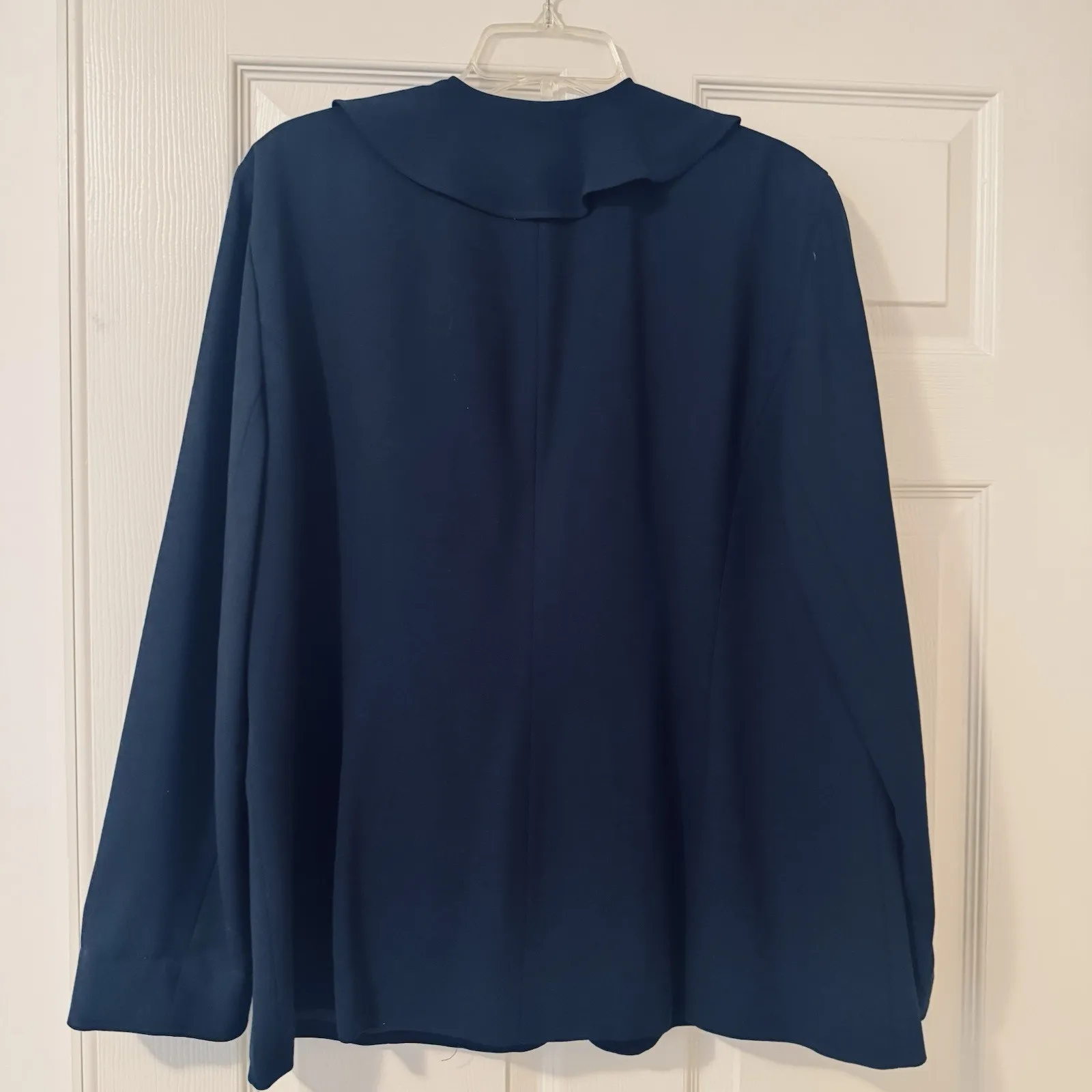 Ralph Lauren Black Wool Blazer Women’s 14W Jacket Ruffle Formal Office VTG 90s - Image 7