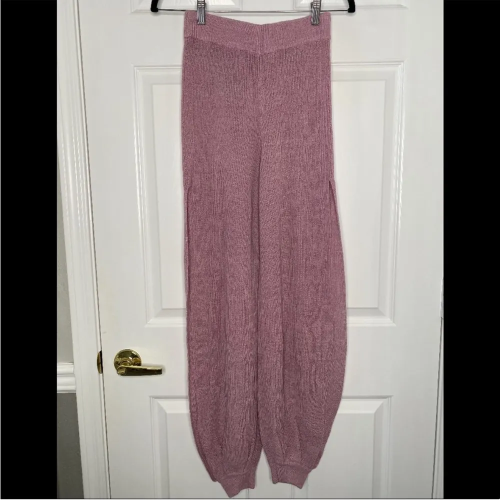 FREE PEOPLE RARE! Split Open Side Leg Ankle Wide Leg Knit Pants Size S - Image 4
