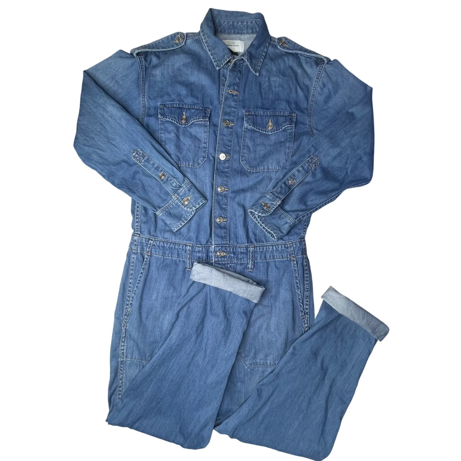 Current/Elliott The Crew Coverall Cropped Denim Jumpsuit  size 1 US4 - Image 11