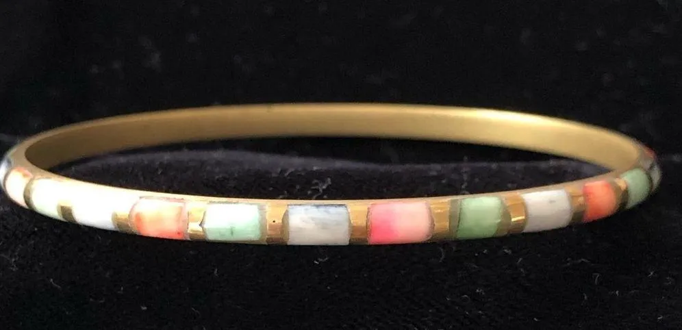 Vintage cloisonné pastel colors bangle bracelet - Image 6