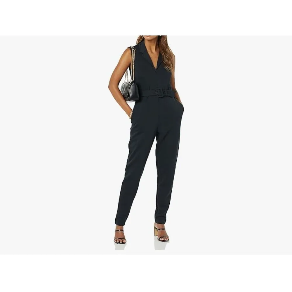 NEW TEREA Black Women's Aria Collared Zip Front Jumpsuit M Size M - Image 5