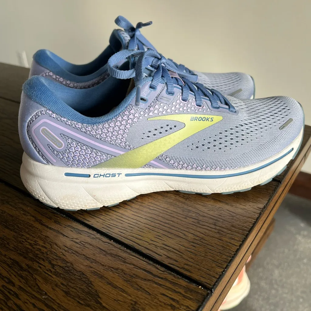 Brooks Ghost 14 Running Shoes Purple Impression/Dutch/Lime US Women 8.5 - Image 2